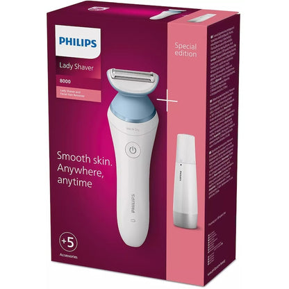 RESIGILAT:Aparat de ras electric Philips Lady Shaver Series 8000, Wet&Dry, Wireless, 5 accesorii, Alb