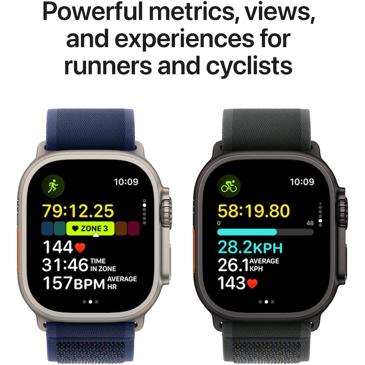 Apple Watch Ultra 3, GPS, Cellular, Carcasa Black Titanium 49mm, Dark Green Alpine Loop - Medium/Large