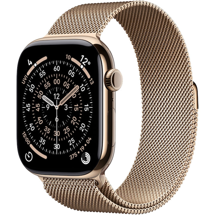 Apple Watch 11 GPS + Cellular, Carcasa Gold Titanium 46mm, Gold Milanese Loop - S/M