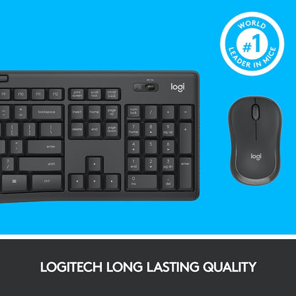 Set tastatura si mouse wireless Logitech MK295 ,Layout Francez AZERTY, Negru