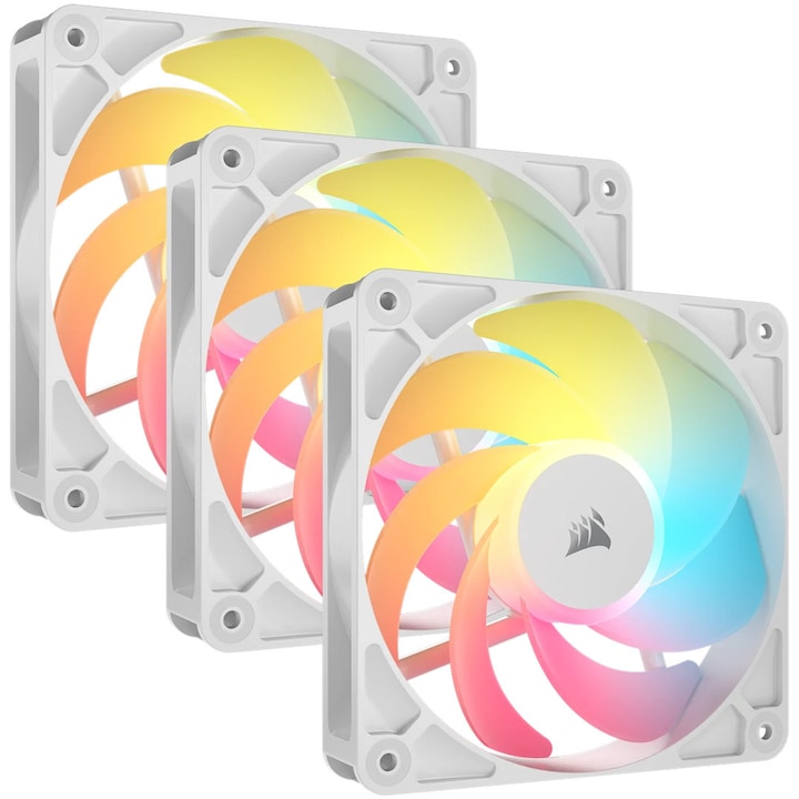 Ventilatoare Corsair RS120-R reverse ARGB, 120mm, 3 buc/set, alb