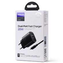 Incarcator Joyroom + cablu Lightning, 20 W, 1xUSB-C, 1xUSB-A, PD, QC 3.0, NEGRU