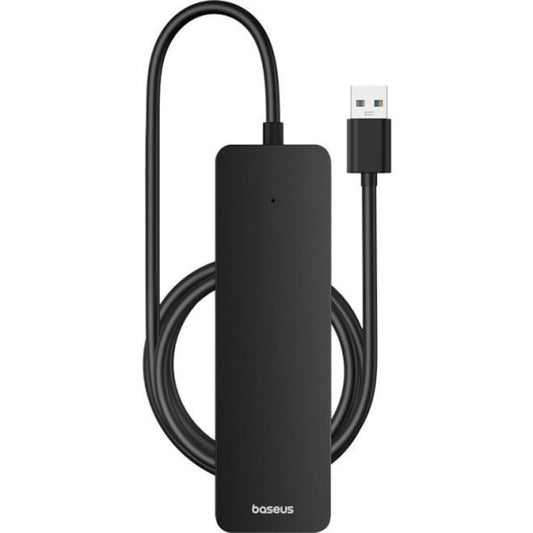 Adaptor USB Baseus UltraJoy 4-in-1 Lite, USB-A la 4xUSB-A 3.0, 5Gbps, cu cablu de 100cm, Negru