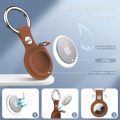 Huse de protectie set 2,  Apple AirTag, Piele ecologica