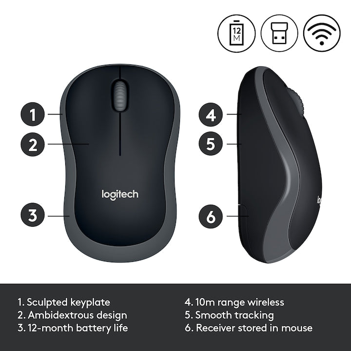Mouse Logitech M185, USB, Swift Grey