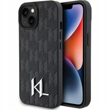 Husa de protectie pentru iPhone 15, Karl Lagerfeld, Piele ecologica, Negru