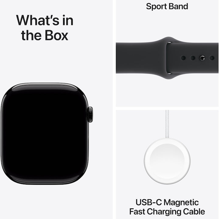Apple Watch 11 GPS + Cellular, Carcasa Jet Black Aluminium 46mm, Black Sport Band - M/L