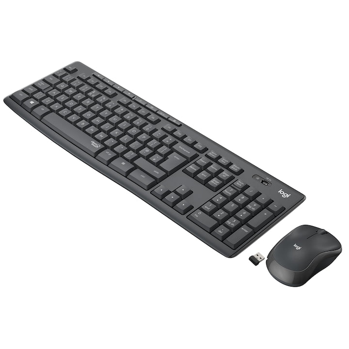 Set tastatura si mouse wireless Logitech MK295 ,Layout Francez AZERTY, Negru