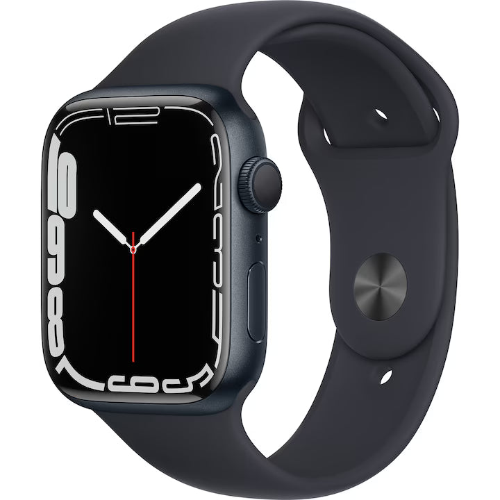 Apple Watch 7, GPS, Baterie 80%,Carcasa Midnight Aluminium 45mm, Midnight Sport Band