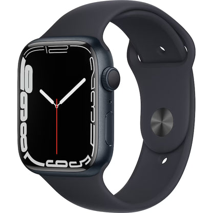 Apple Watch 7, GPS, Baterie 80%,Carcasa Midnight Aluminium 45mm, Midnight Sport Band