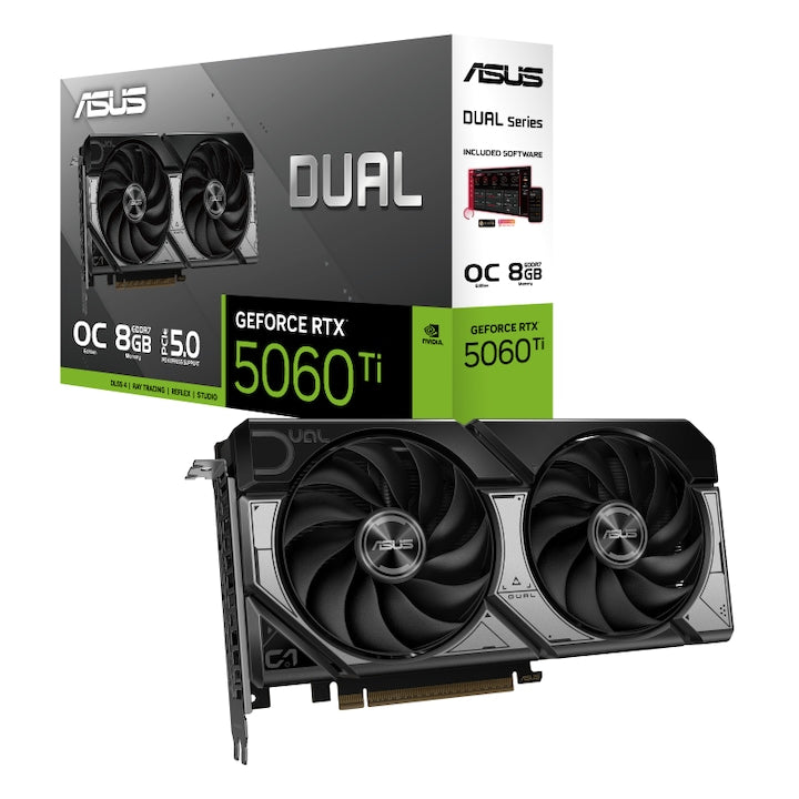 Placa video ASUS Dual GeForce RTX 5060 Ti OC 8GB GDDR7 128-bit, DUAL-RTX5060TI-O8G, Sigilata - Cutie uzata