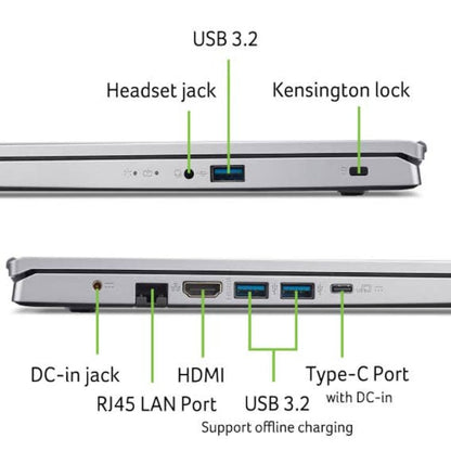 Laptop Acer Aspire 3 15 | A315-44P | AMD Ryzen 5 5500U | 16GB RAM | SSD 512GB | Windows 11 Home INCLUS | Argintiu