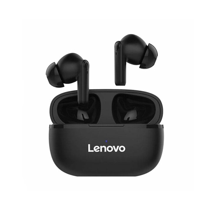 Casti wireless, Lenovo, HT05, Negru, TWS, In-Ear, Bluetooth 5.0, Reducere zgomot, Rezistenta la apa IPX5, 250 mAh