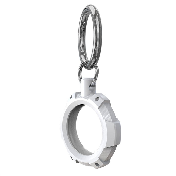 Husa Techsuit pentru AirTag cu Inel Metalic, Alb