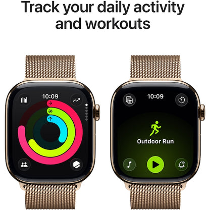 Apple Watch 11 GPS + Cellular, Carcasa Gold Titanium 46mm, Gold Milanese Loop - S/M