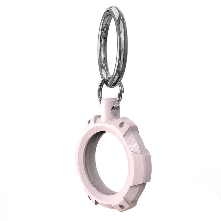 Husa Techsuit pentru AirTag cu Inel Metalic, Roz