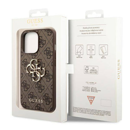 Husa Guess cu logo metalic pentru iPhone 14 Pro Max, Maro