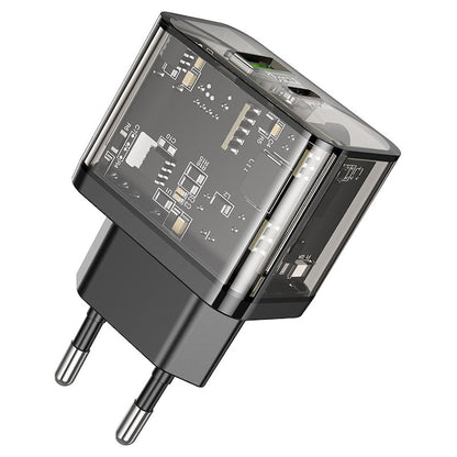 Priza Incarcare, Hoco N34, Port Type-C + USB, Incarcare rapida PD20W si QC 3.0, Negru