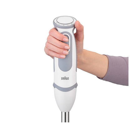 Mixer vertical Braun Multiquick MQ5200, 1000W, 0.6l, 21 trepte viteza, Alb/Gri