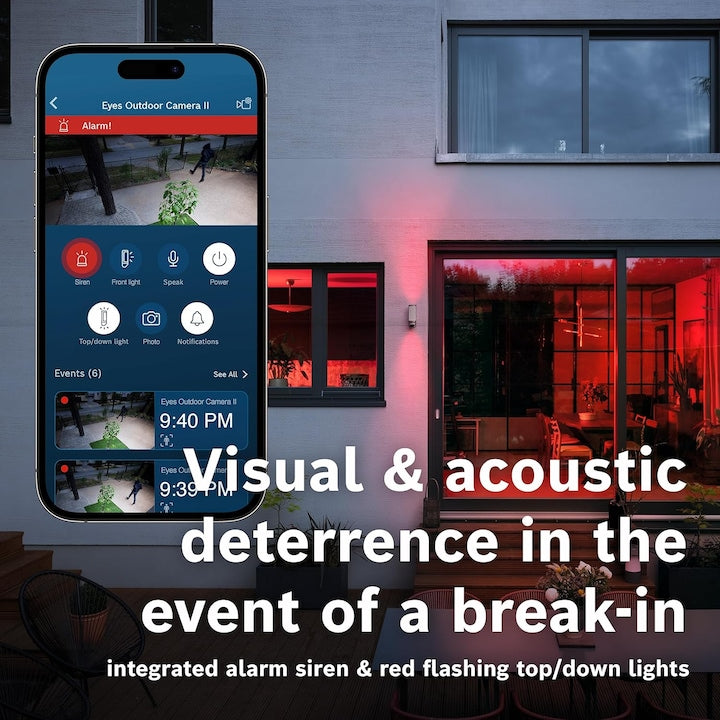 RESIGILAT: Camera supraveghere exterior Bosch Smart Home II, Full HD 1080p, alarma integrata, lumina de design, compatibila Alexa, antracit