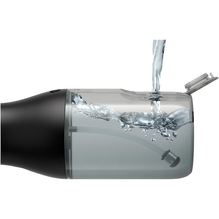 RESIGILAT: Irigator bucal tip dus bucal Philips Sonicare HX3826/33 cu tehnologie QuadStream, portabil, 2 moduri de curatare, 3 niveluri de intensitate , include 2 x capete de curatare si 1 x husa trasport, negru