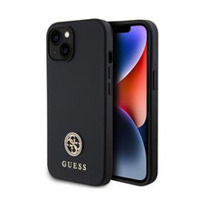 Husa de protectie Cover Guess PU 4G Strass Metal Logo pentru iPhone 15, Black