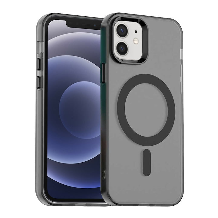 Husă MagSafe Techsuit Candy Case pentru iPhone 12/12 Pro, Negru