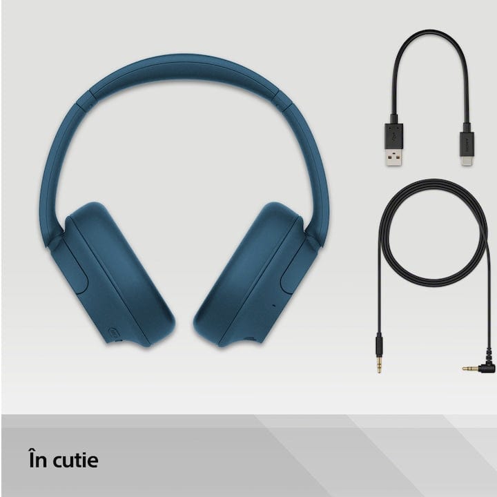 FIXLY l  Sony Casti Over the Ear Sony WH-CH720NL, Noise Cancelling, Wireless, Bluetooth, Microfon, Multipoint connection, Quick Charge, Autonomie 35 ore, Albastru