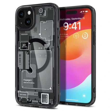 Husa MagSafe Spigen Ultra Hybrid, Zero One pentru iPhone 15, Negru