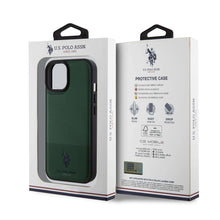 Husa Originala pentru iPhone 15 Pro Max U.S. Polo PU Leather Mesh Pattern Double Horse, Green