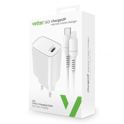 FIXLY l  Vetter Incarcator si Cablu USB-C / Lightning 20W, Vetter Go Charge Up, Alb