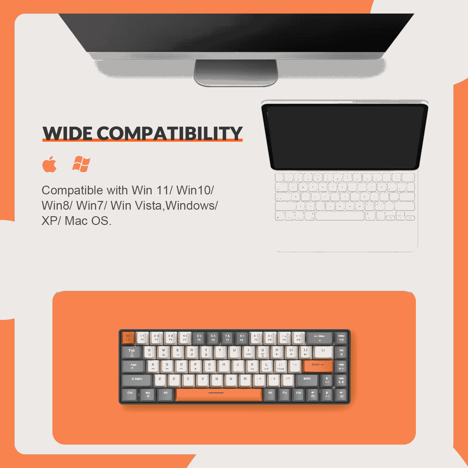 Tastatura Mecanică Compactă ZIYOULANG T8 60%, 68 Taste, RGB, Brown Switch, USB-C.